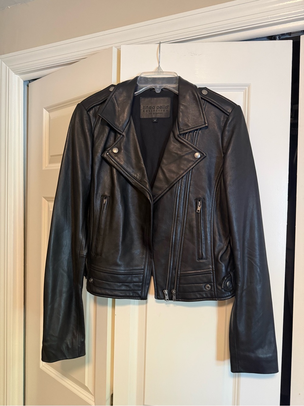 Linea Pelle Black Leather Asymmetric Moto Jacket